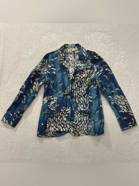 Coldwater Creek Blue Linen Rayon Blend Blazer Women’s Size S (6-8)